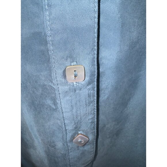 John Mark Soft Chambray Blue Button Boho Blouse Embroidered Front Tie M Cottage - Picture 11 of 12